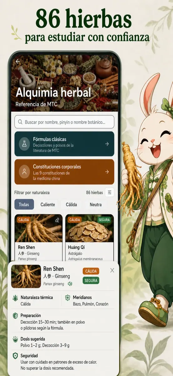 Captura de la app: 86 hierbas para estudiar